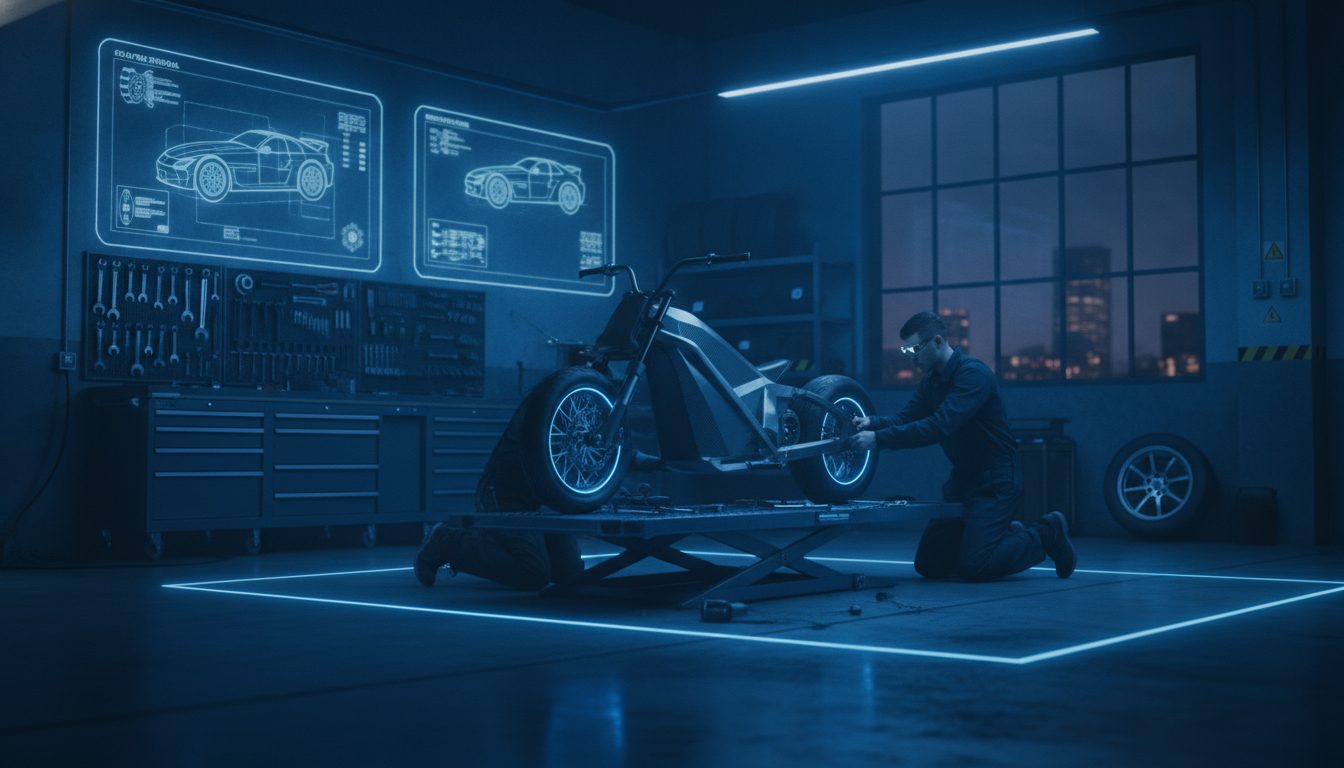 Night workshop where the trikes are built